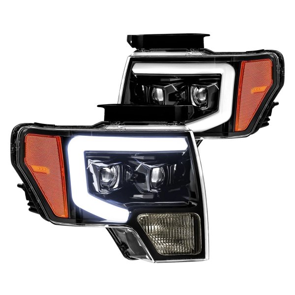 AlphaRex® - PRO-Series Jet Black LED DRL Bar Projector Headlights, Ford F-150