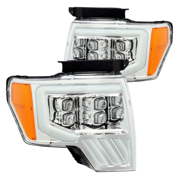 AlphaRex® - NOVA-Series Chrome DRL Bar Projector LED Headlights with Sequential Turn Signal, Ford F-150