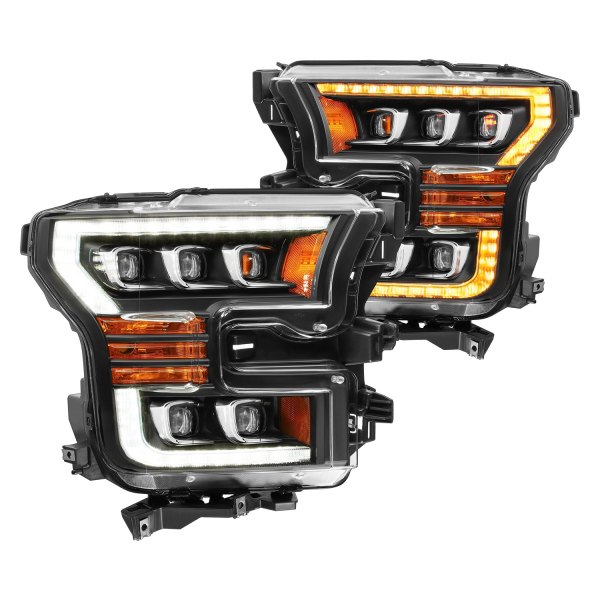 AlphaRex® - NOVA-Series Black Sequential DRL Bar Projector LED Headlights with Sequential DRL, Ford F-150