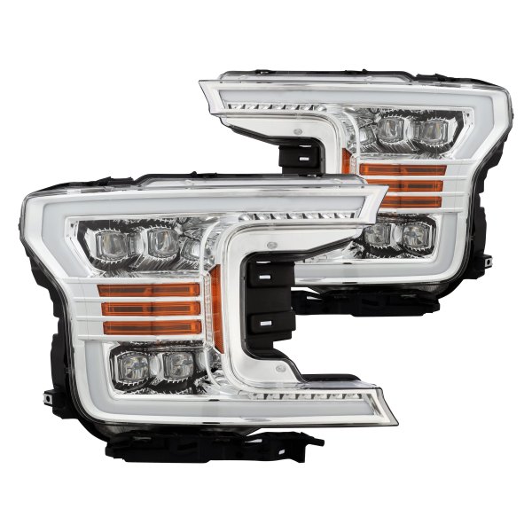 AlphaRex® - NOVA-Series Chrome Sequential DRL Bar Projector LED Headlights, Ford F-150