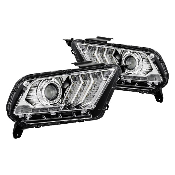 AlphaRex® - PRO-Series Chrome Sequential DRL Bar Projector Headlights, Ford Mustang