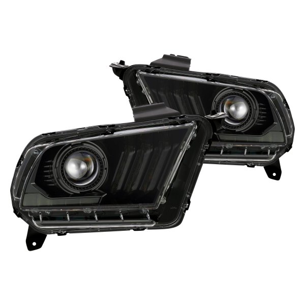 AlphaRex® - PRO-Series Mid-Night Black DRL Bar Projector Headlights with Sequential LED Turn Signal, Ford Mustang