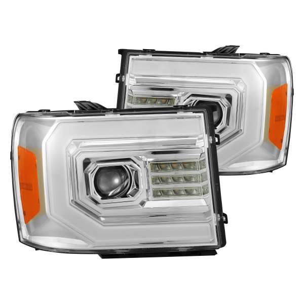 AlphaRex® - PRO-Series Chrome Sequential DRL Bar Projector Headlights with LED Turn Signal, GMC Sierra