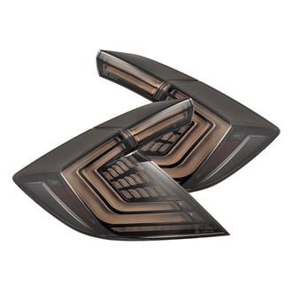 AlphaRex® - NOVA-Series Prismatic Driver and Passenger Side Black/Smoke Sequential Fiber Optic LED Tail Lights