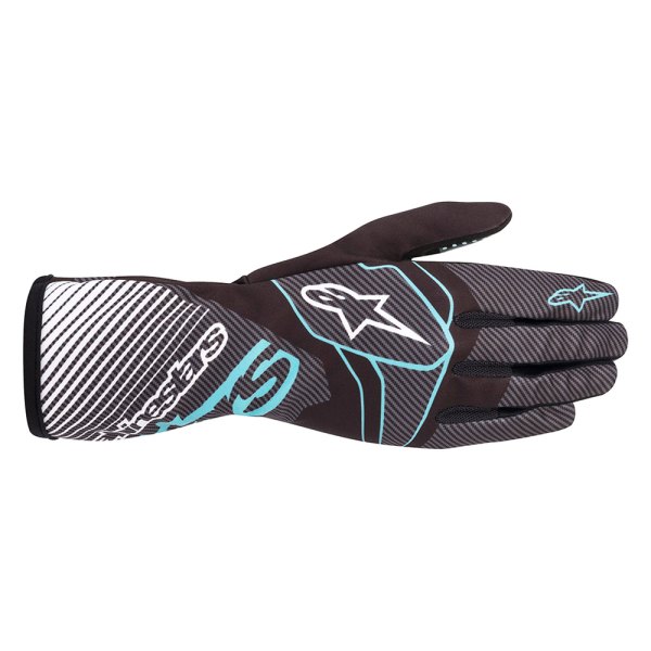 Alpinestars® - Tech-1 K Race V2 Black/Turquois 2X-Large Carbon Gloves