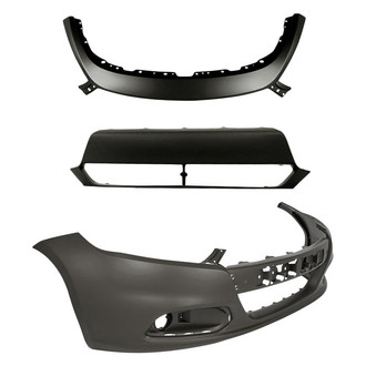 Alzare® - 3-Piece (Front Upper Bumper Cover, Front Bumper Cover Molding Applique) (CAPA Certified)