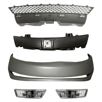 Alzare® - 5-Piece (Front Lower Bumper Cover, Front Upper Grille Mounting Panel, Upper Grille, Driver and Passenger Side Fog Light) (Standard Line)