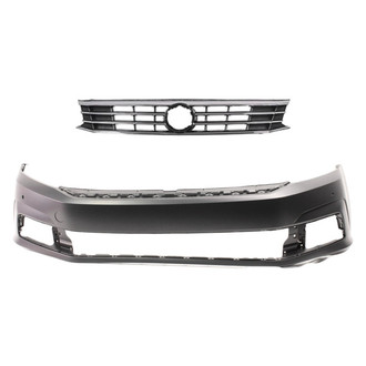 Alzare® BNDL-234669 - 2-Piece (Front Bumper Cover, Grille) (Standard Line)