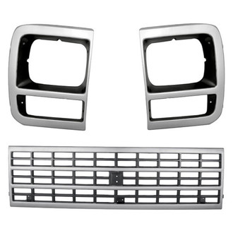 Alzare® BNDL-245134 - 3-Piece (Grille, Driver and Passenger Side Headlight Bezel) (Standard Line)