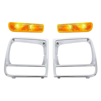Alzare® - 4-Piece (Front Driver and Passenger Side Turn Signal/Parking Light, Driver and Passenger Side Headlight Bezel) (Standard Line)