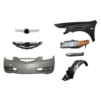 Alzare® - 7-Piece Kit (Driver Side Headlight, Front Bumper Cover, Center Grille Bar, Grille, Front Driver Side Fender, Front Driver Side Fender Liner, Driver Side Marker Light) (Standard Line)