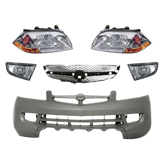 Alzare® - 6-Piece Kit (Driver and Passenger Side Headlights, Front Bumper Cover, Grille, Driver and Passenger Side Fog Lights) (Standard Line)