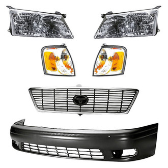 Alzare® - 6-Piece Kit (Driver and Passenger Side Headlights, Front Bumper Cover, Grille, Driver and Passenger Side Turn Signal/Corner Lights) (Standard Line)