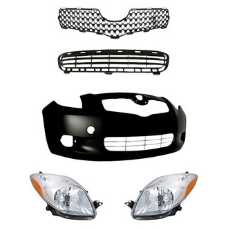 Alzare® - 5-Piece Kit (Driver and Passenger Side Headlights, Front Bumper Cover, Front Lower Bumper Grille, Grille) (Standard Line)