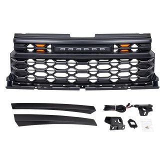 AM Off-Road® - 1-Pc Armor Style Matte Black Main Grille with LED Off-Road and Amber Lights