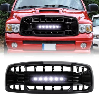 AM Off-Road® - 1-Pc Armor Style Glossy Black Main Grille with Off-Road Lights
