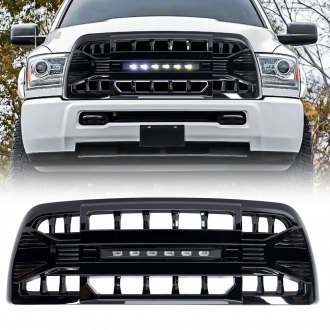 AM Off-Road® - 1-Pc Armor Style Glossy Black Main Grille with Off-Road Lights