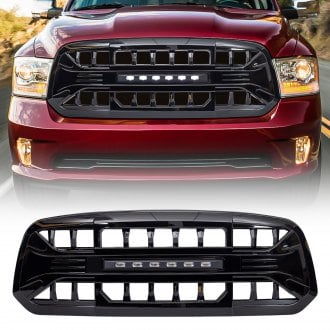 AM Off-Road® - 1-Pc Armor Style Glossy Black Main Grille with Off-Road Lights
