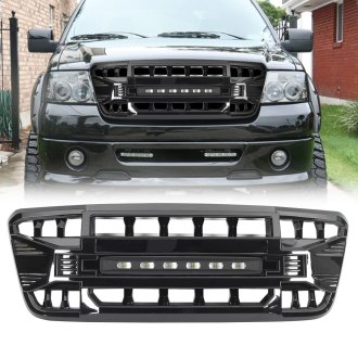 AM Off-Road® - 1-Pc Armor Style Glossy Black Main Grille with Off-Road Lights