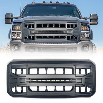 AM Off-Road® - 1-Pc Armor Style Matte Black Main Grille with LED Off-Road Lights