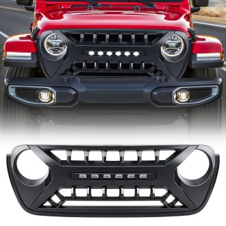 AM Off-Road® - 1-Pc Armor Style Matte Black Main Grille with LED Off-Road Lights