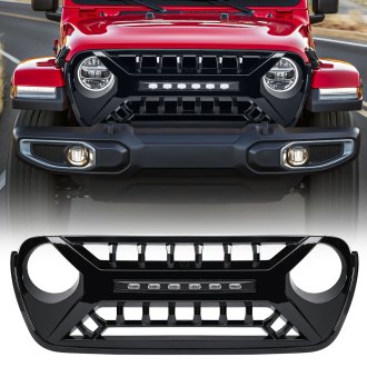 AM Off-Road® - 1-Pc Armor Style Glossy Black Main Grille with LED Off-Road Lights