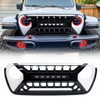 AM Off-Road® - 1-Pc Armor Style Black and White Main Grille with LED Off-Road Lights