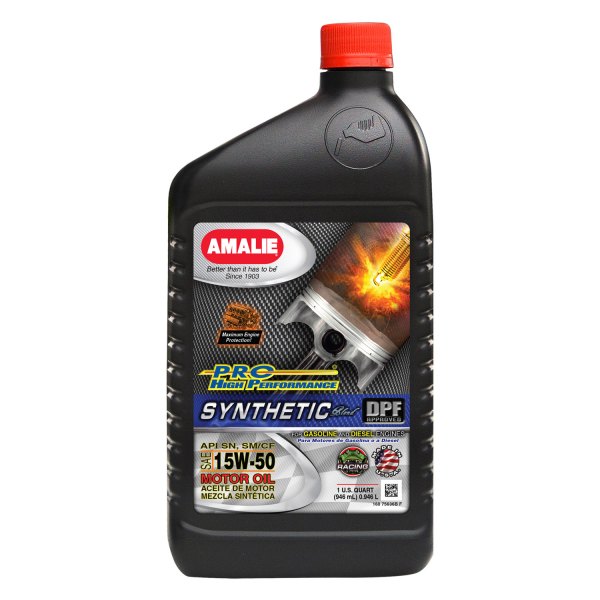 Amalie Oil® - Pro High Performance™ SAE 15W-50 Synthetic Blend Motor Oil, 1 Quart x 12 Bottles