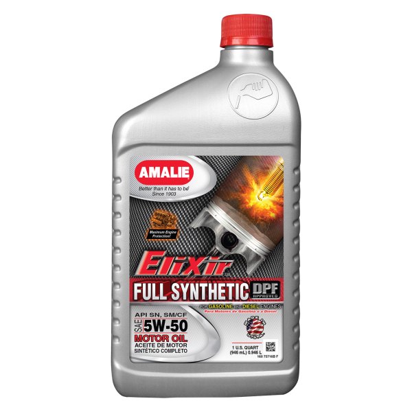 Amalie Oil® - Elixir™ SAE 5W-50 Synthetic Motor Oil, 1 Quart x 12 Bottles
