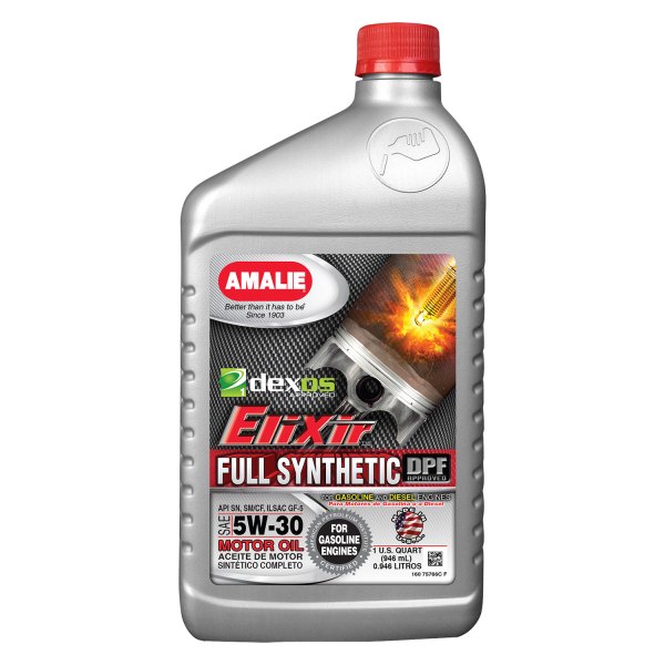 Amalie Oil® - Elixir™ SAE 5W-30 Synthetic Motor Oil, 1 Quart x 12 Bottles