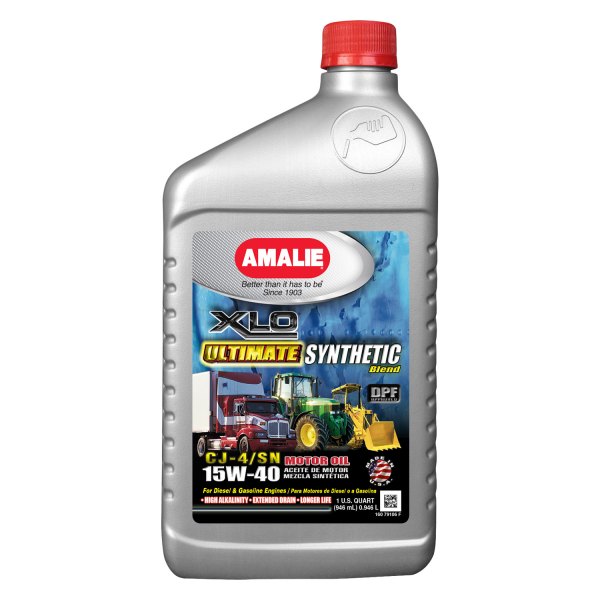 Amalie Oil® - XLO Ultimate™ SAE 15W-40 Synthetic Blend Motor Oil, 1 Quart x 12 Bottles