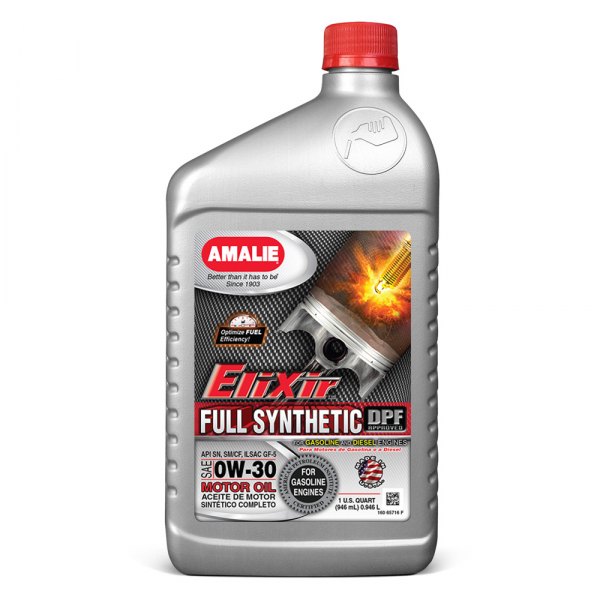Amalie Oil® - Elixir™ SAE 0W-30 Synthetic Motor Oil, 1 Quart