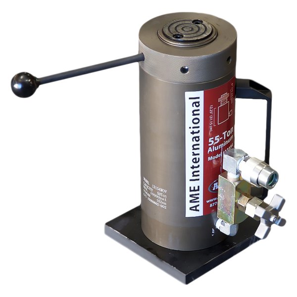 AME International® - 55 t 3.2" to 19.1" Hydraulic Bottle Jack with Air Hydraulic Pump and 8' Hi-Flow Male Hydraulic Hose