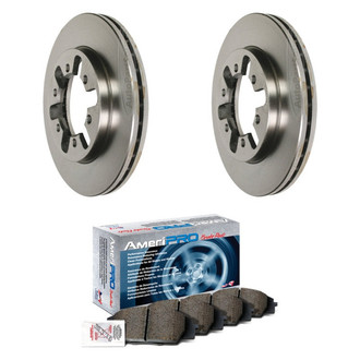 AmeriBRAKES® BNDL-10510-31041089 - AmeriPRO™ Plain Front Brake Kit with Semi-Metallic Pads