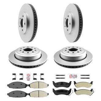 AmeriBRAKES® - AmeriPRO™ Plain Front and Rear Brake Kit with Semi-Metallic Pads