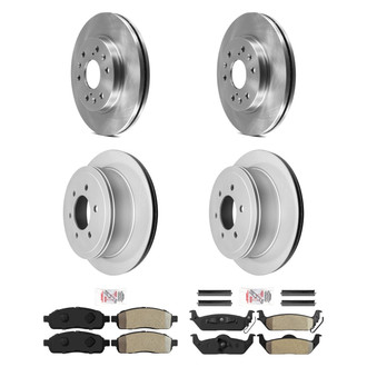 AmeriBRAKES® - AmeriPRO™ Plain Front and Rear Brake Kit with Semi-Metallic Pads