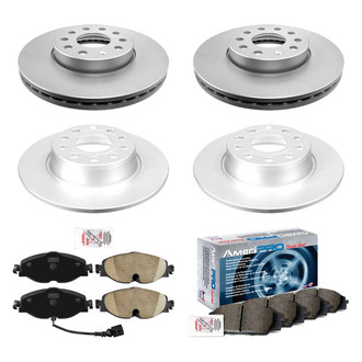 AmeriBRAKES® - AmeriPRO™ Plain Front and Rear Brake Kit with Ceramic Pads