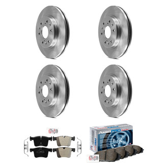 AmeriBRAKES® - AmeriPRO™ Plain Front and Rear Brake Kit with Semi-Metallic Pads