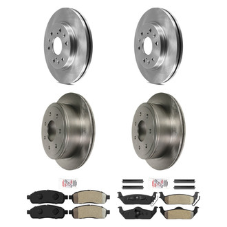 AmeriBRAKES® - AmeriPRO™ Plain Front and Rear Brake Kit with Semi-Metallic Pads