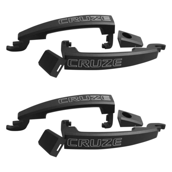 ABD® - Two Toned Matte Black Powder Coat Front and Rear Door Handles with Cruze Logo