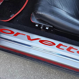 ACC® - Brushed Door Sills with Red Corvette Logo