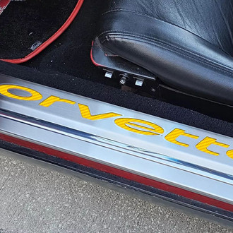ACC® - Brushed Door Sills with Yellow Corvette Logo