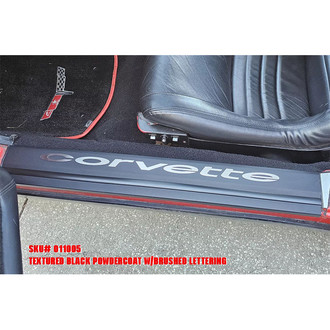 ACC® - Textured Black Door Sills with Brushed Corvette Logo