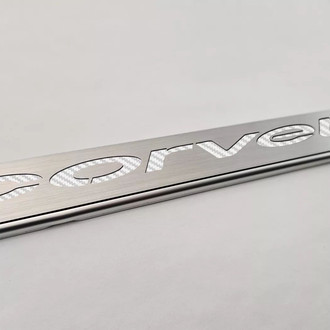 ACC® - GM Licensed Series Brushed License Plate Frame with White Carbon Fiber Corvette Logo