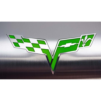 ACC® - Deluxe Brushed Alternator Cover with Synergy Green Solid Crossed Flags Logo
