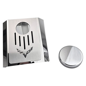 ACC® - Corvette Flag Style Polished Master Cylinder Cover with Yellow Solid Ribbed Top Plate