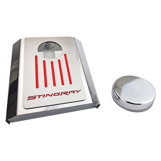 ACC® - Stingray Style Polished Master Cylinder Cover with Bright Red Solid Ribbed Top Plate