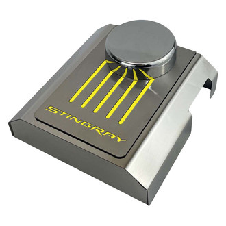 ACC® - Stingray Style Polished Master Cylinder Cover with Yellow Solid Ribbed Top Plate