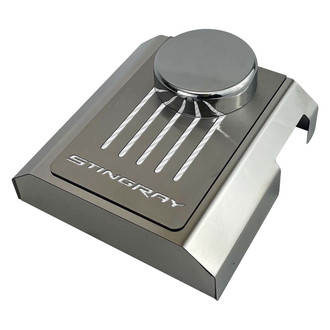 ACC® - Stingray Style Polished Master Cylinder Cover with White Carbon Fiber Ribbed Top Plate