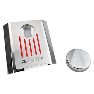 ACC® - Z06 Style Polished Master Cylinder Cover with Bright Red Solid Ribbed Top Plate